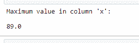 maximum vale in column