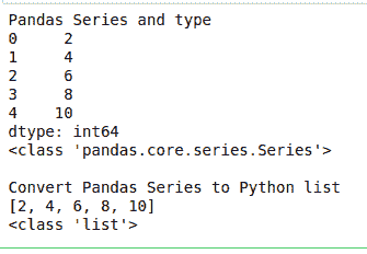 Pandas series to list