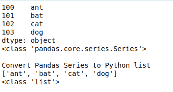Pandas series to list
