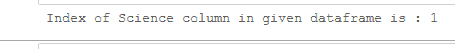 index number of Science column